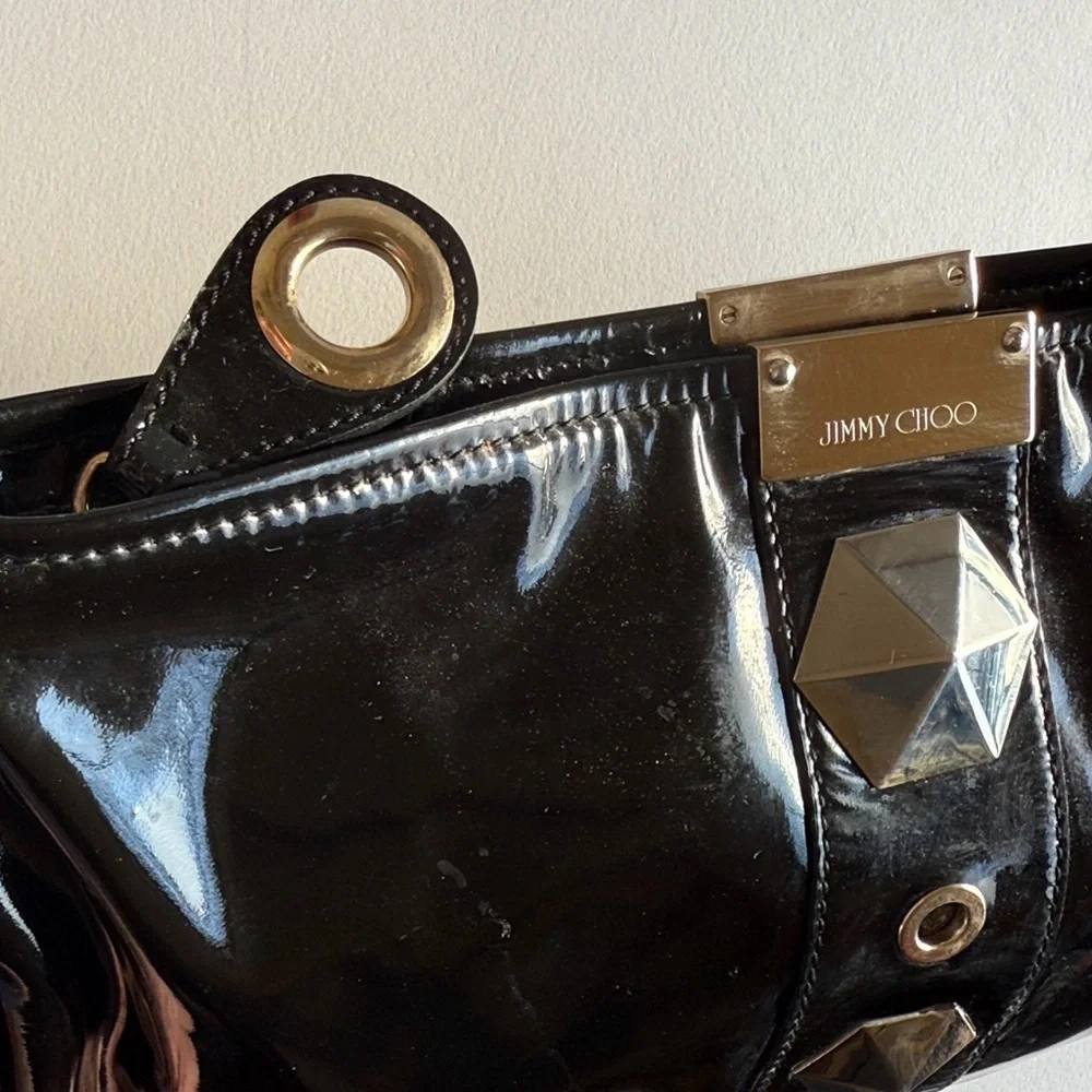 Jimmy Choo Black Patent Leather Clutch - Picture 5 of 9